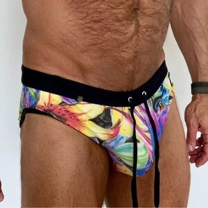 Men's Colorful Swim Trunks, medium, front lined, drawstring